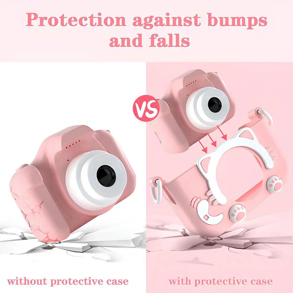 Kids Camera Toys Mini Camera Kids Digital Camera With Video Cartoon Soft Silicone Cover 32GB SD Card For Boy Girl Christmas Gift