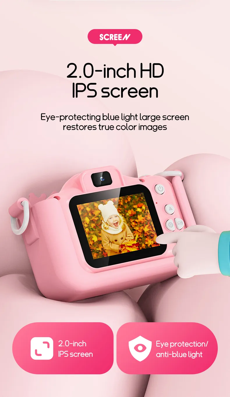 Digital Kids Cameras Toys Mini Children Camera 1080P HD 8x Zoom Dual Camera Boys Girls Birthday Gifts Outdoor Photography Toy