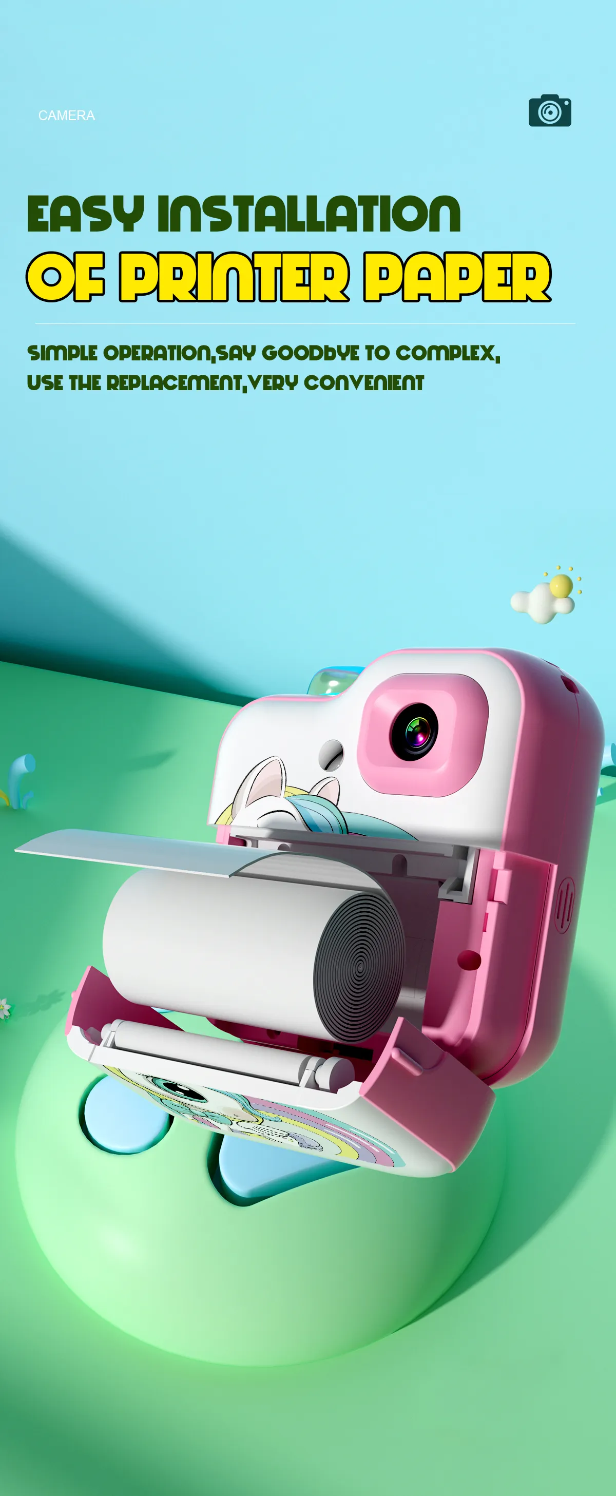 Kids Digital Camera For Photograph Mini Thermal Printer Photo Instant Print Children Video Camera Toys Festival Birthday Gifts