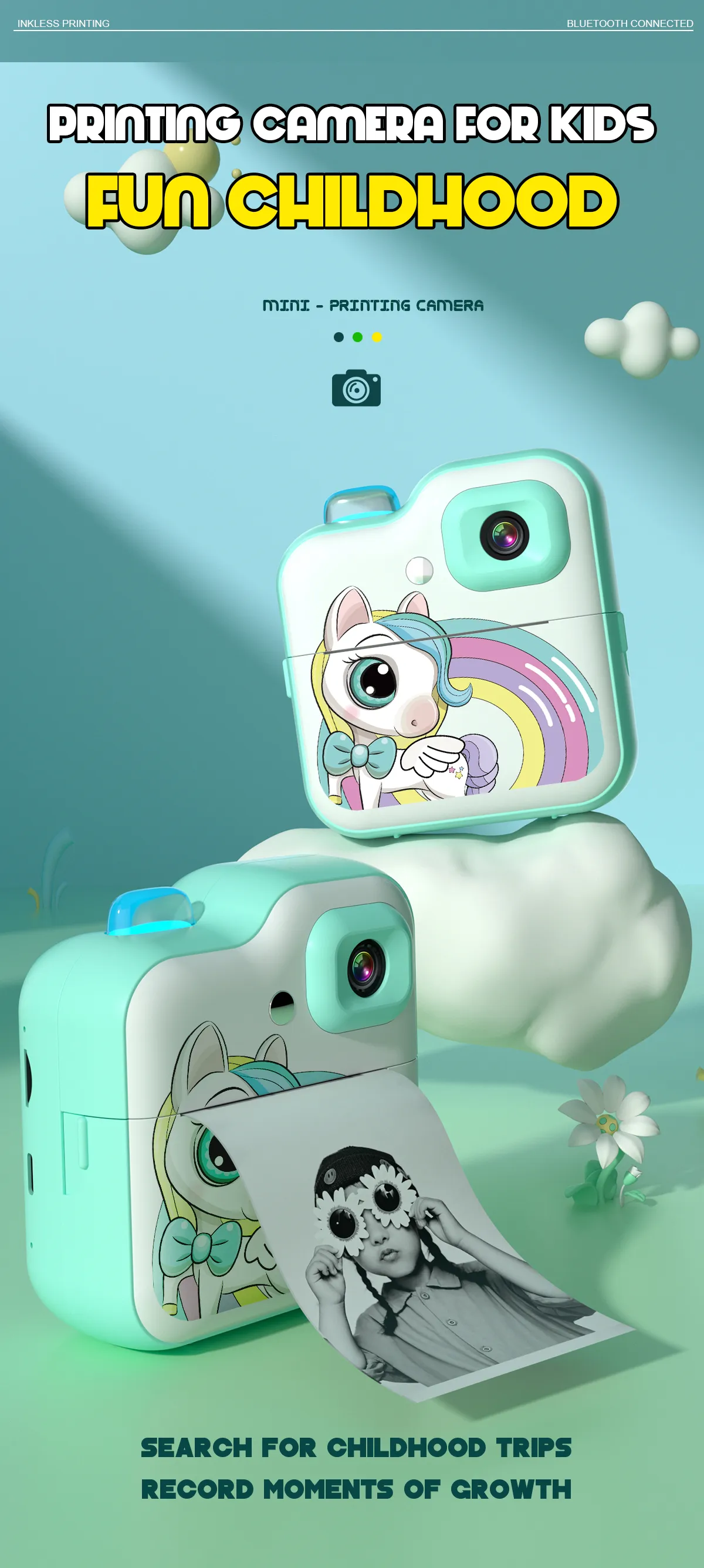 Kids Digital Camera For Photograph Mini Thermal Printer Photo Instant Print Children Video Camera Toys Festival Birthday Gifts