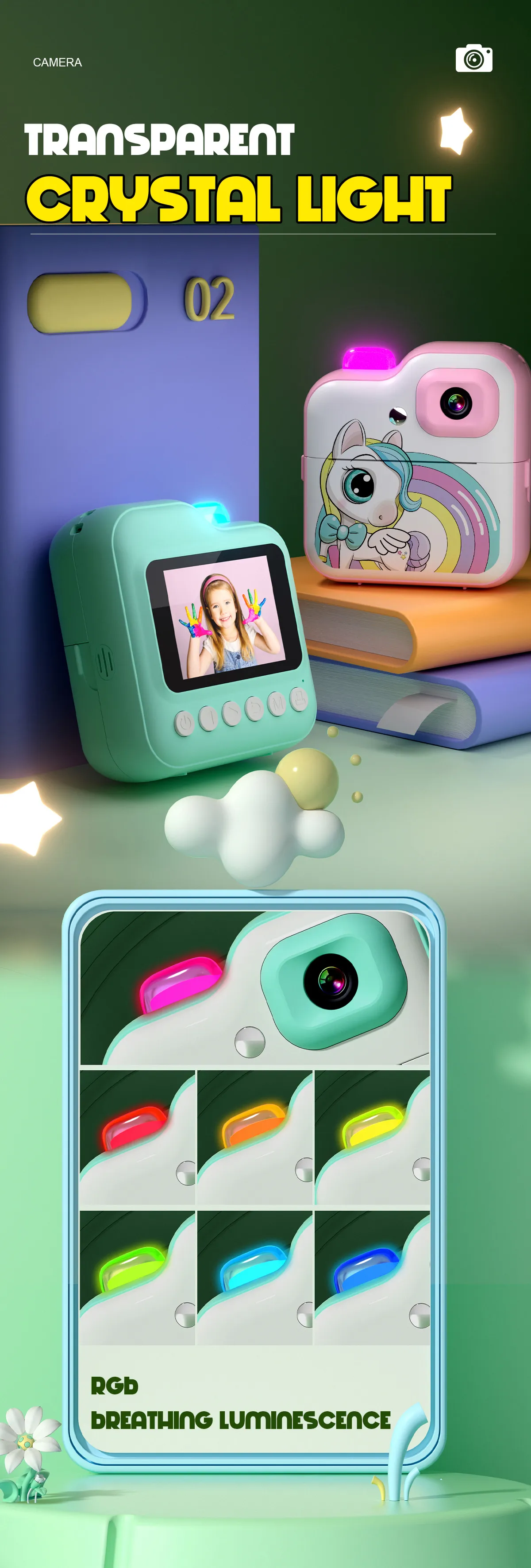 Kids Digital Camera For Photograph Mini Thermal Printer Photo Instant Print Children Video Camera Toys Festival Birthday Gifts