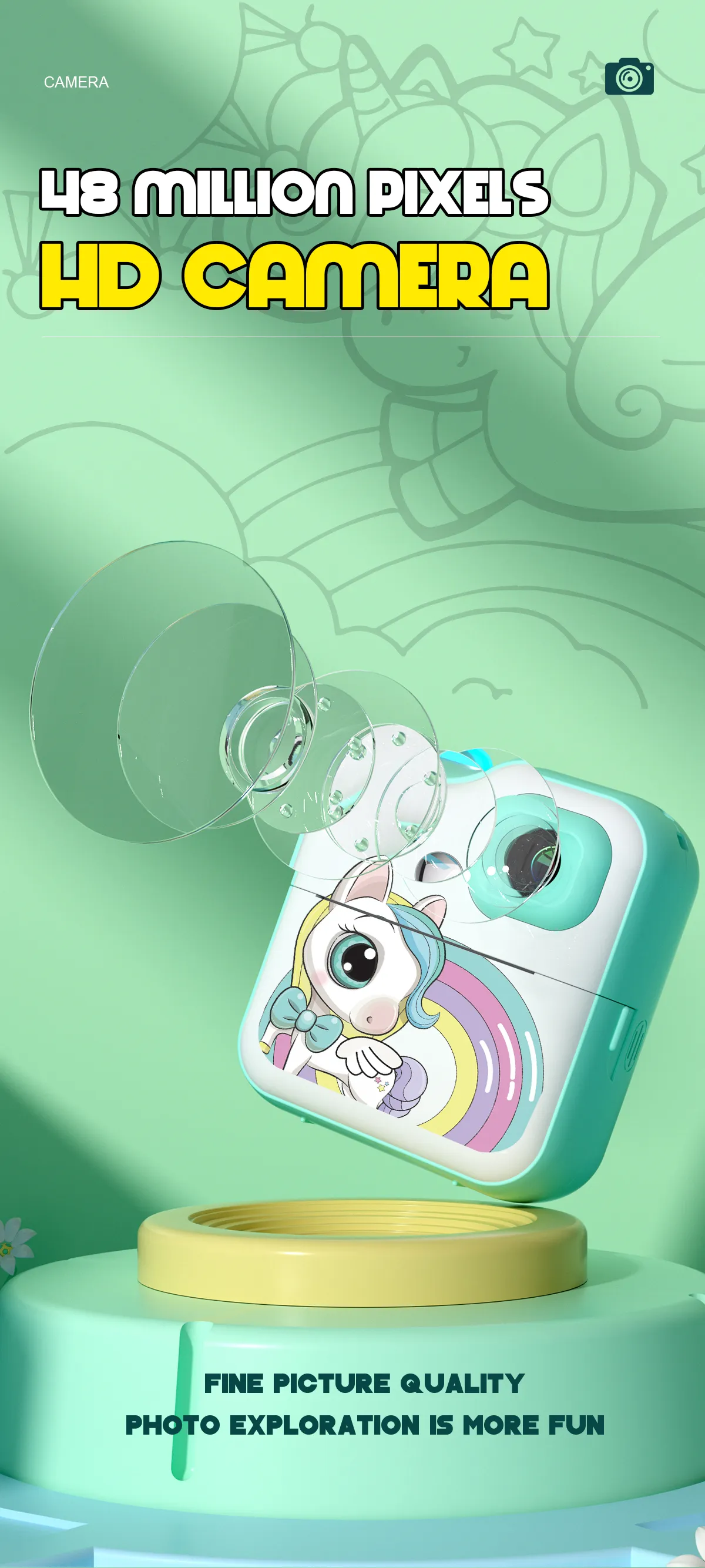 Kids Digital Camera For Photograph Mini Thermal Printer Photo Instant Print Children Video Camera Toys Festival Birthday Gifts