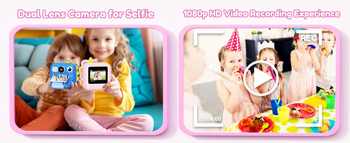 Kids Camera Instant Print, Toddler Cameras Christmas Birthday Gifts for Girls Age 3-12, Digital Video Instant Print Camera