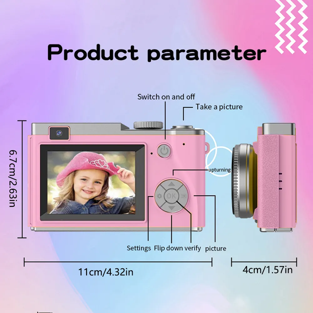 CCD Digital Camera, Retro CCD Camera Toy,Multi- functional Simulated Game Toy, HD Front and Rear Dual Camera for Boys and Girls