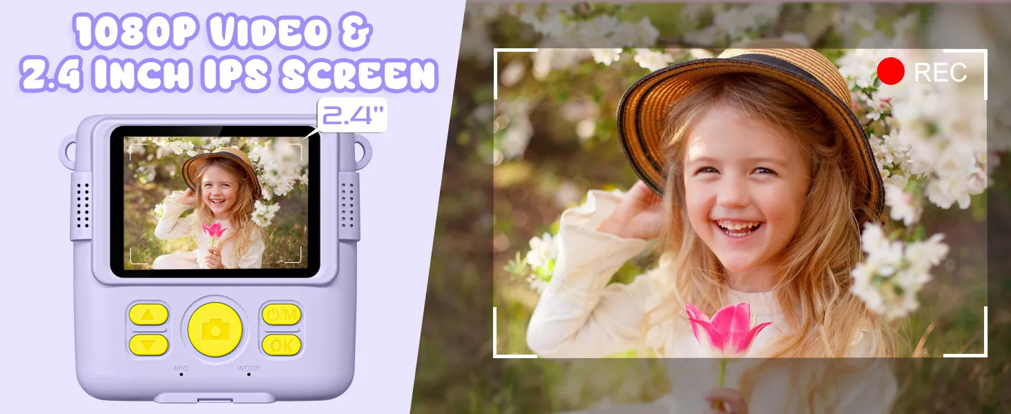 Kids Digital Camera 1080P HD Instant Print Camera Portable Camera Toy with 32GB Card Gift For Boys Girls 3-12