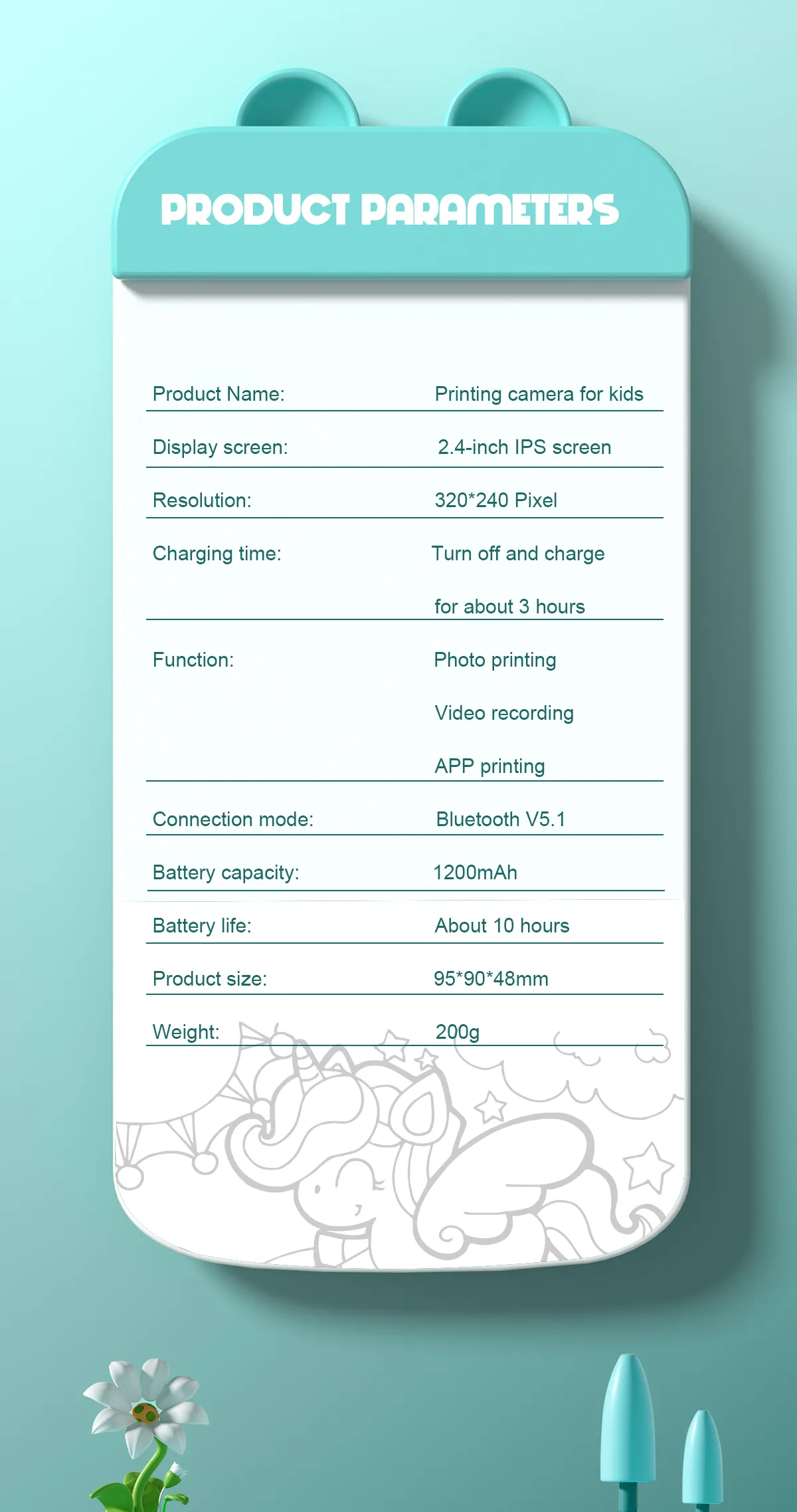 Kids Digital Camera For Photograph Mini Thermal Printer Photo Instant Print Children Video Camera Toys Festival Birthday Gifts