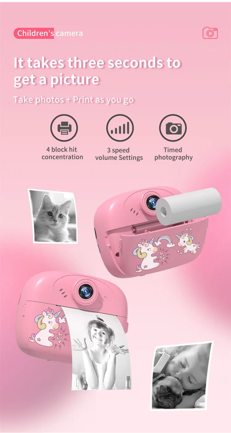 Thermal Paper Printing Camera Photo Camera for Children Photographic Cameras Photocamera Portable Thermal Printer Toys for Kids