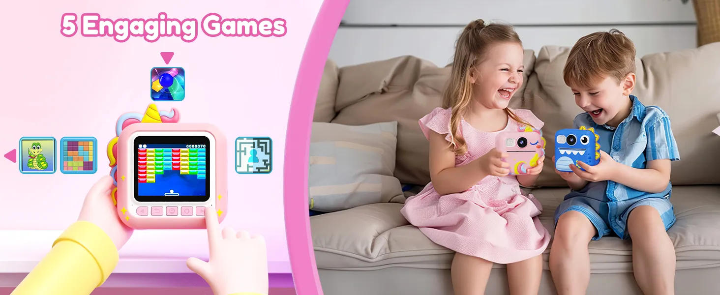 Kids Camera Instant Print, Toddler Cameras Christmas Birthday Gifts for Girls Age 3-12, Digital Video Instant Print Camera