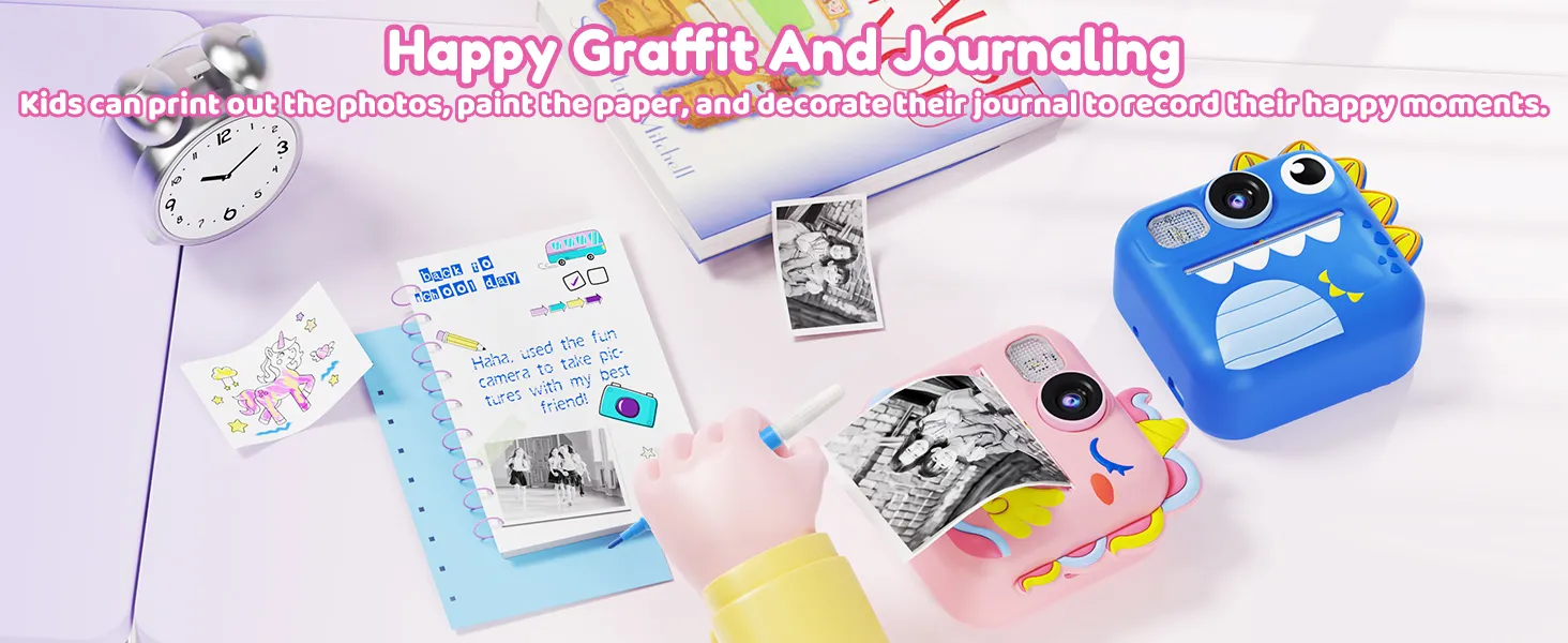 Kids Camera Instant Print, Toddler Cameras Christmas Birthday Gifts for Girls Age 3-12, Digital Video Instant Print Camera