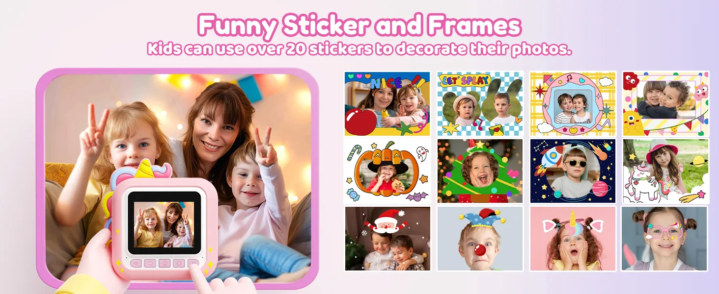 Kids Camera Instant Print, Toddler Cameras Christmas Birthday Gifts for Girls Age 3-12, Digital Video Instant Print Camera