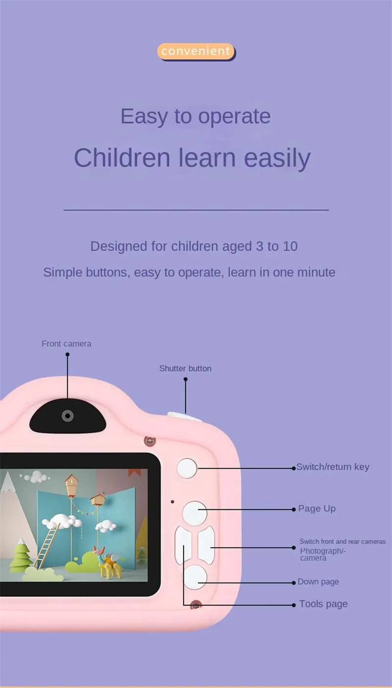 Kids Camera Toys Children Toys Camera Digital Camera Kids Projection Video Camera Outdoor Photography Birthday Christmas Gift