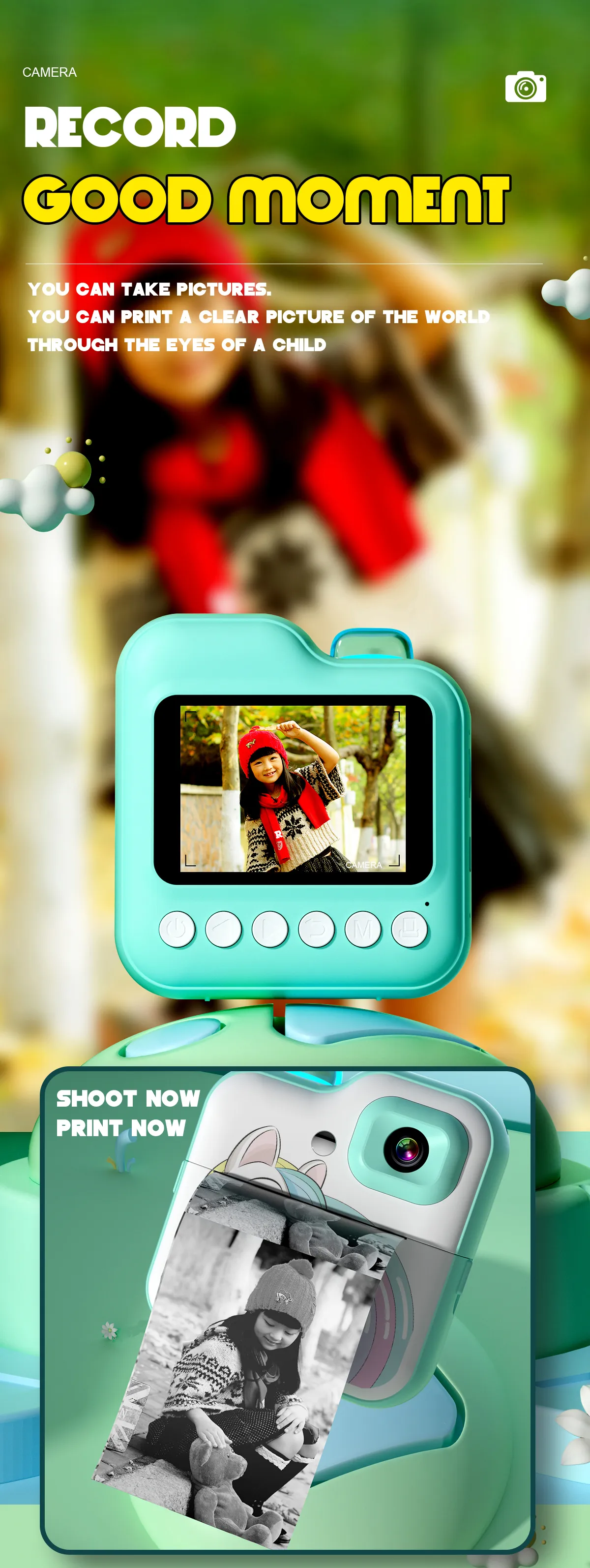 Kids Digital Camera For Photograph Mini Thermal Printer Photo Instant Print Children Video Camera Toys Festival Birthday Gifts