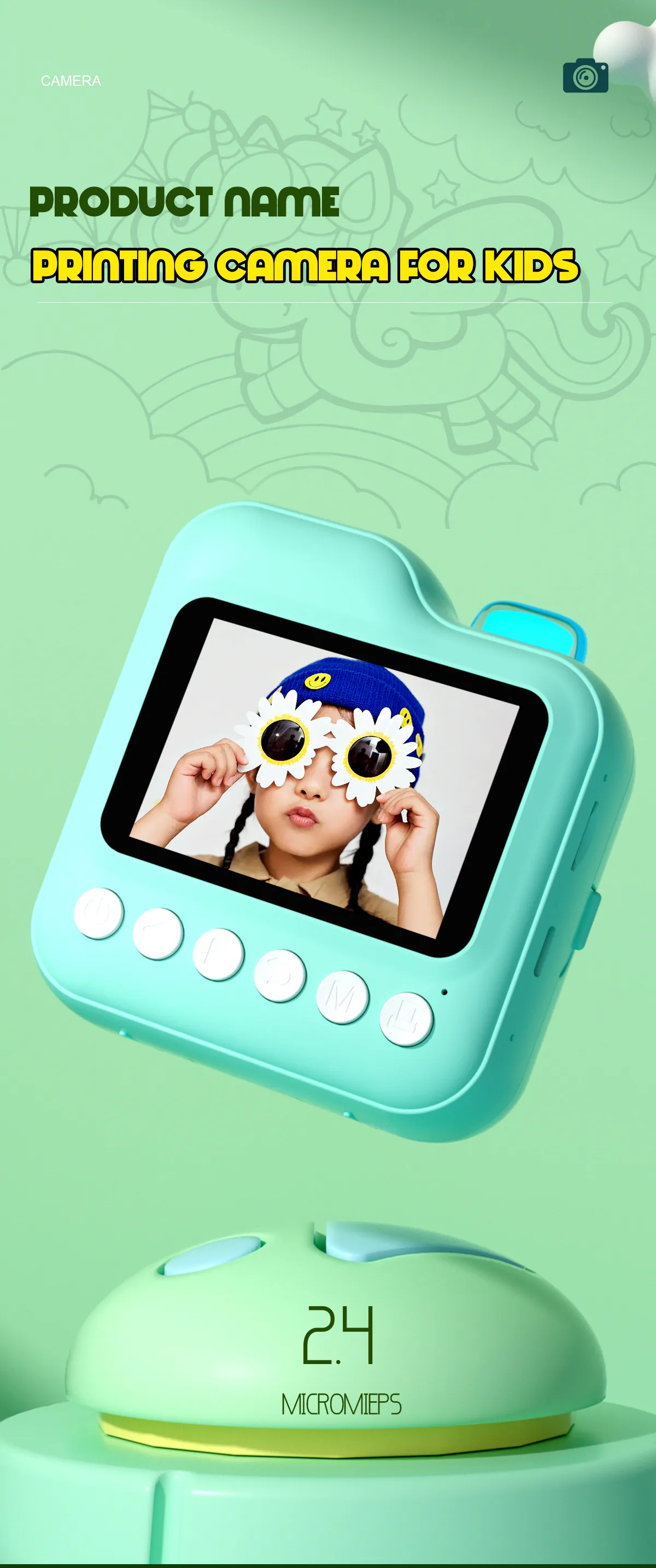 Kids Digital Camera For Photograph Mini Thermal Printer Photo Instant Print Children Video Camera Toys Festival Birthday Gifts