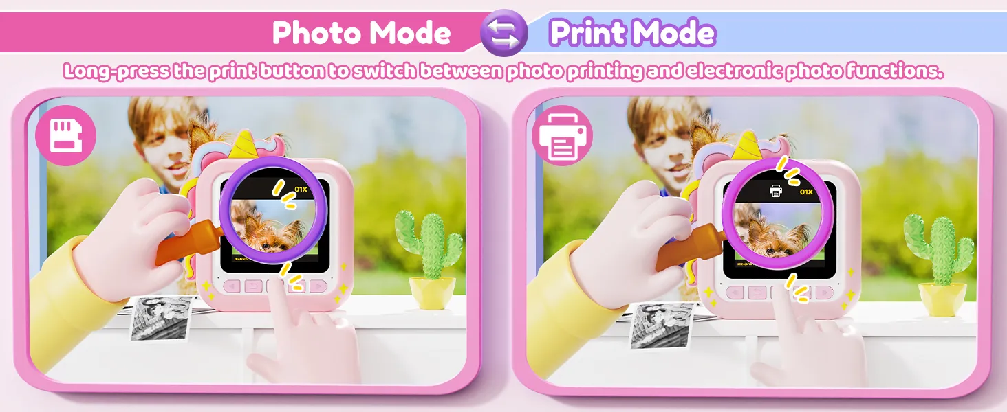 Kids Camera Instant Print, Toddler Cameras Christmas Birthday Gifts for Girls Age 3-12, Digital Video Instant Print Camera