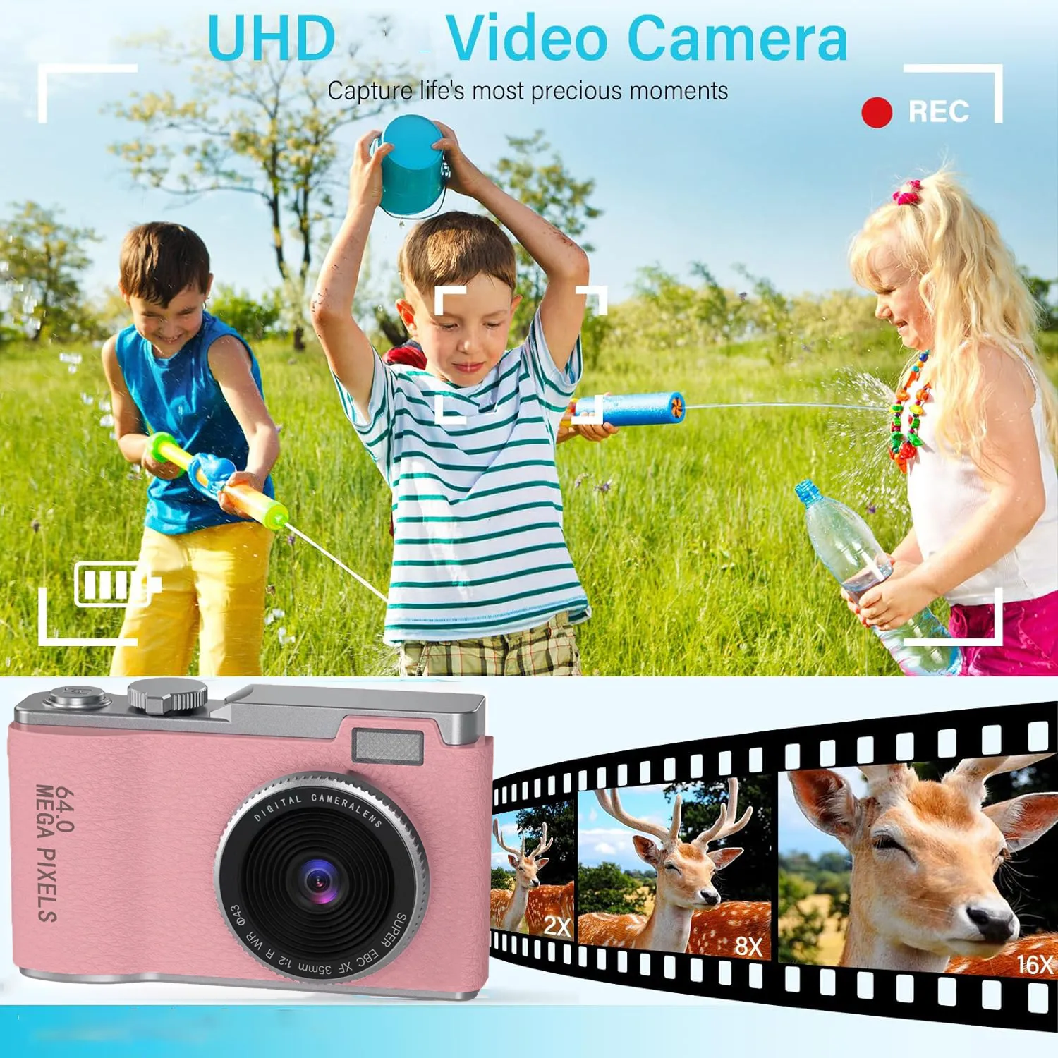 CCD Digital Camera, Retro CCD Camera Toy,Multi- functional Simulated Game Toy, HD Front and Rear Dual Camera for Boys and Girls