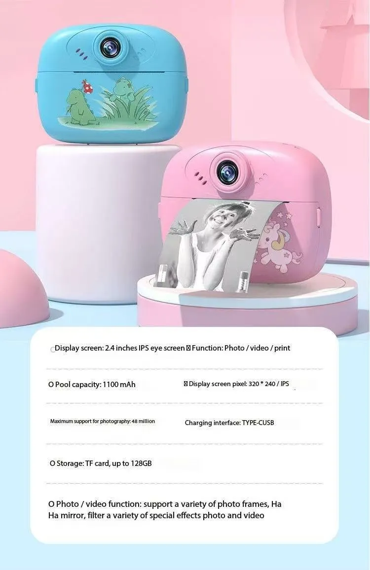 Thermal Paper Printing Camera Photo Camera for Children Photographic Cameras Photocamera Portable Thermal Printer Toys for Kids