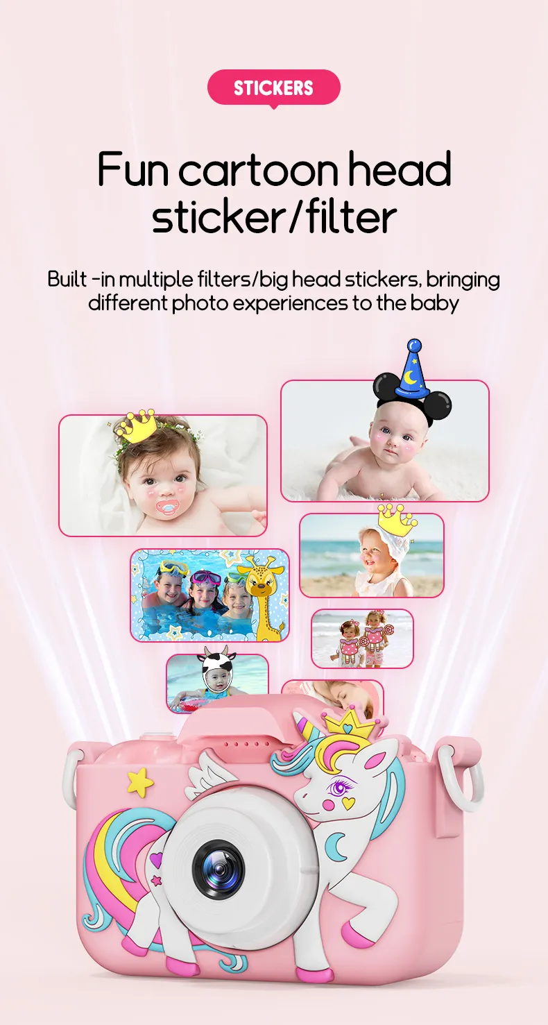 Digital Kids Cameras Toys Mini Children Camera 1080P HD 8x Zoom Dual Camera Boys Girls Birthday Gifts Outdoor Photography Toy