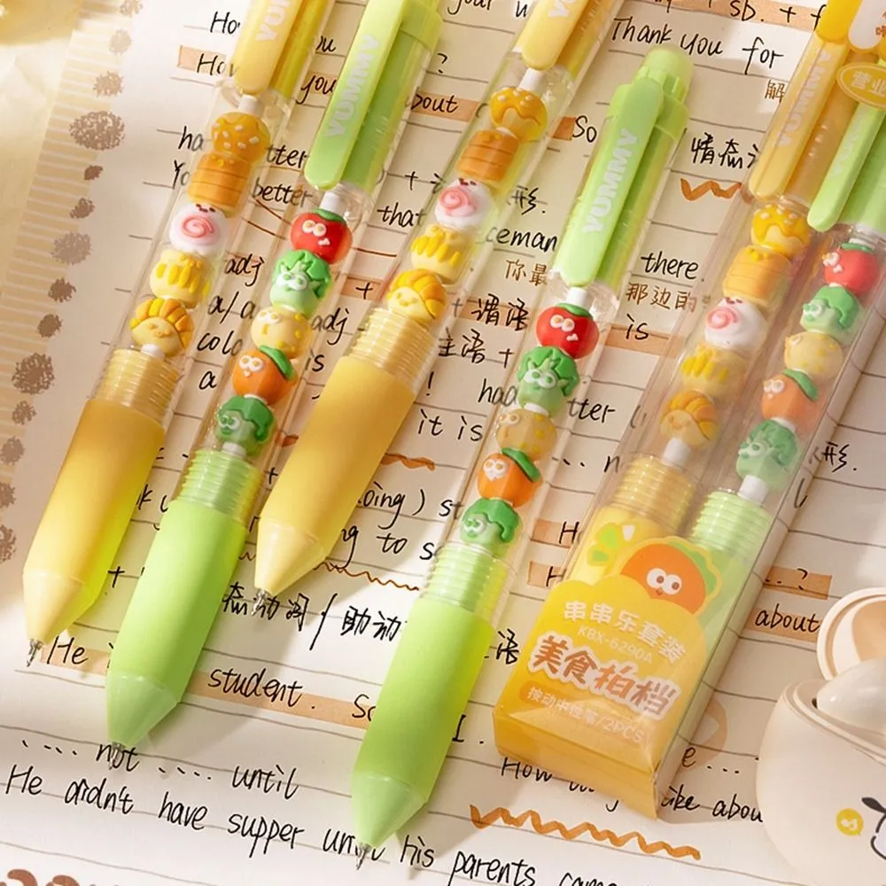 2Pcs New 0.5mm Press Gel Pen Writing Stationery Quick-drying Ballpoint Pen Black Pen Decompression Pen Office School