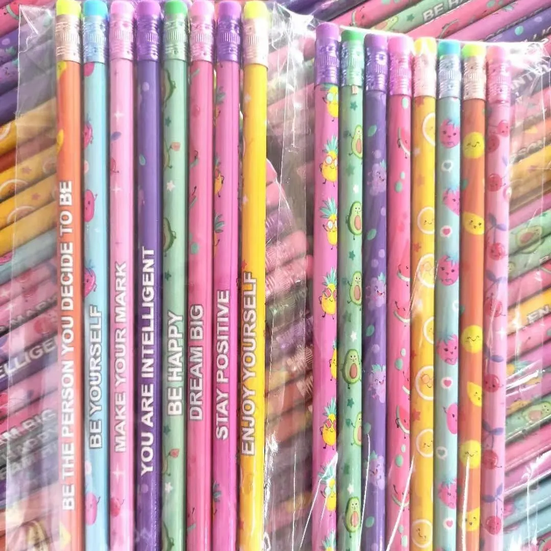 200 Pcs Smelly Pencils for Kids Inspirational H Pencils with Erasers Cylinder Colorful Fun Wood Pencils Motivational Graphite