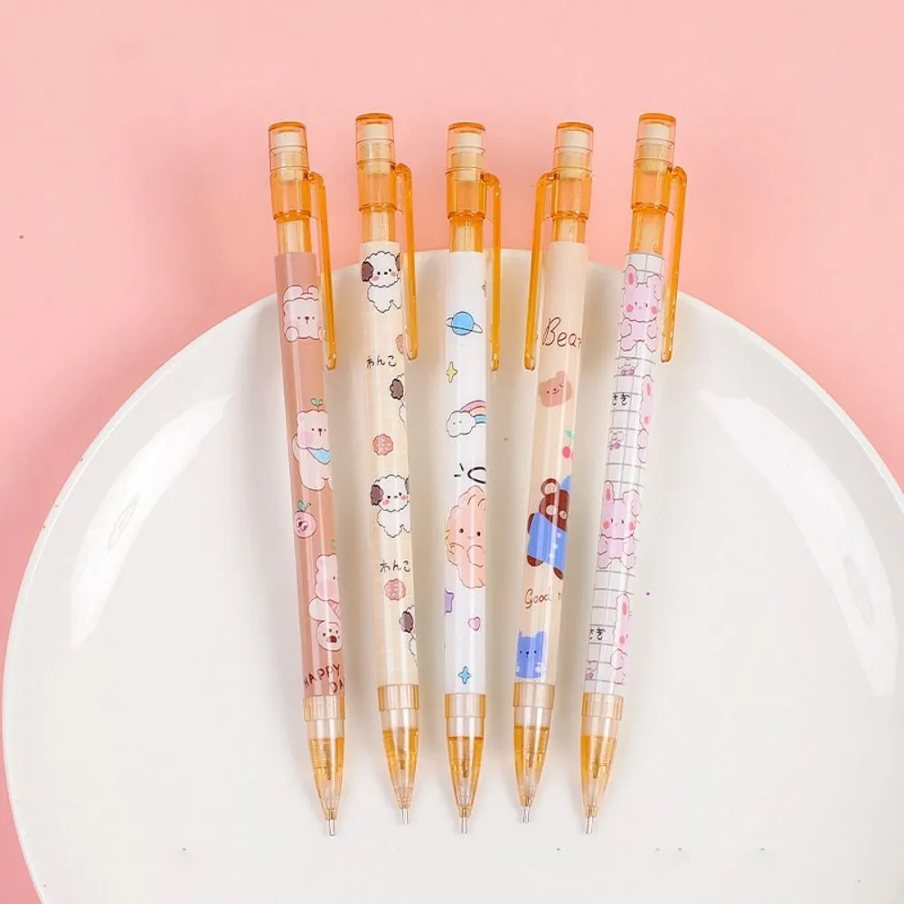 0.5MM 2B Automatic Pencil Come with Eraser Cute Cartoon Mechanical Pencil Press Type Movable Pencil Drawing Writing Stationery
