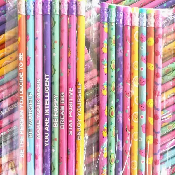 200 Pcs Smelly Pencils for Kids Inspirational H Pencils with Erasers Cylinder Colorful Fun Wood Pencils Motivational Graphite