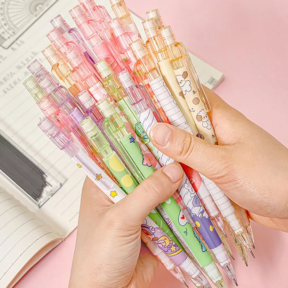 0.5MM 2B Automatic Pencil Come with Eraser Cute Cartoon Mechanical Pencil Press Type Movable Pencil Drawing Writing Stationery