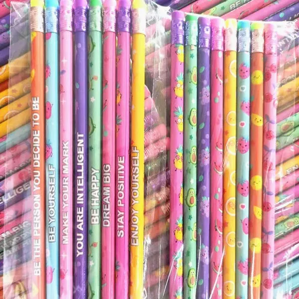 200 Pcs Smelly Pencils for Kids Inspirational H Pencils with Erasers Cylinder Colorful Fun Wood Pencils Motivational Graphite