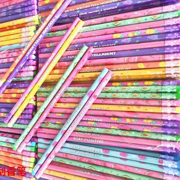 200 Pcs Smelly Pencils for Kids Inspirational H Pencils with Erasers Cylinder Colorful Fun Wood Pencils Motivational Graphite
