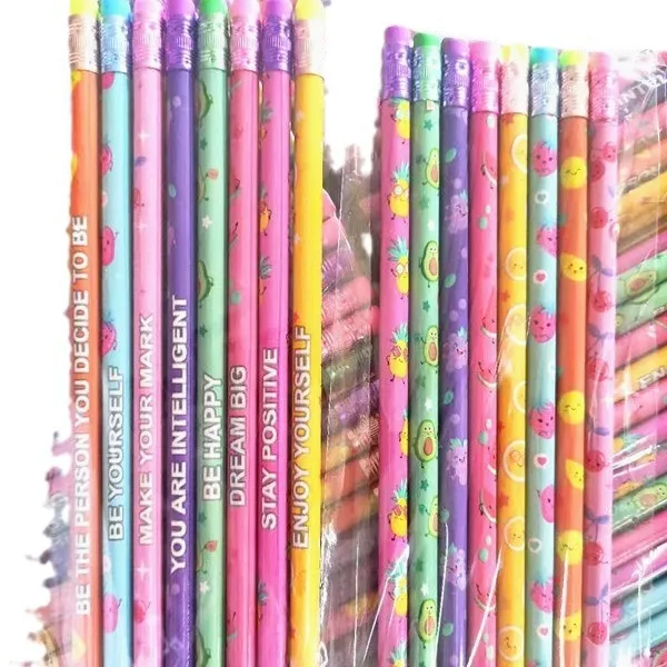 200 Pcs Smelly Pencils for Kids Inspirational H Pencils with Erasers Cylinder Colorful Fun Wood Pencils Motivational Graphite