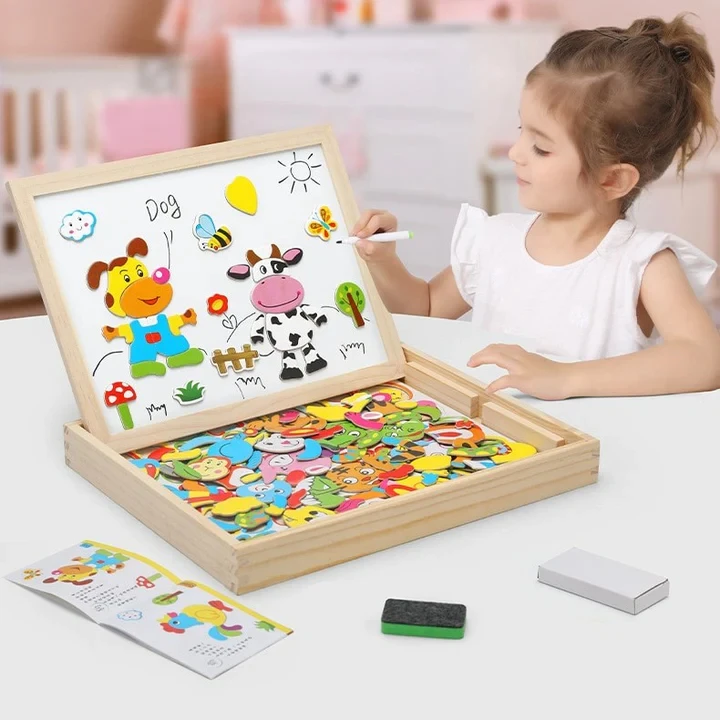 Double -sided montessori puzzle table