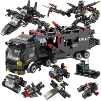 Military helicopter construction game and police car