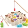Wooden magnetic fishing game