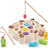 Wooden magnetic fishing game