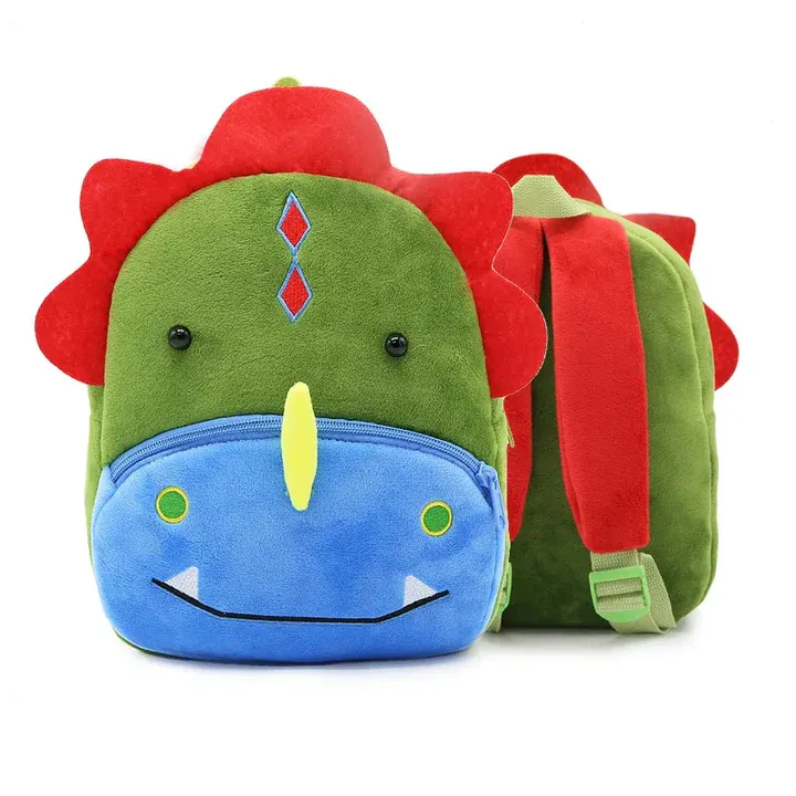 Plush maternal backpack-triceratops