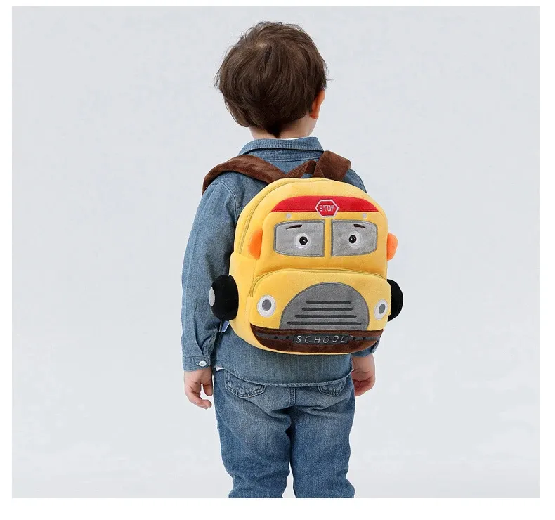 Stereo cartoon car backpack boy girl 2-4 years old kindergarten school bag kids backpack plush backpack