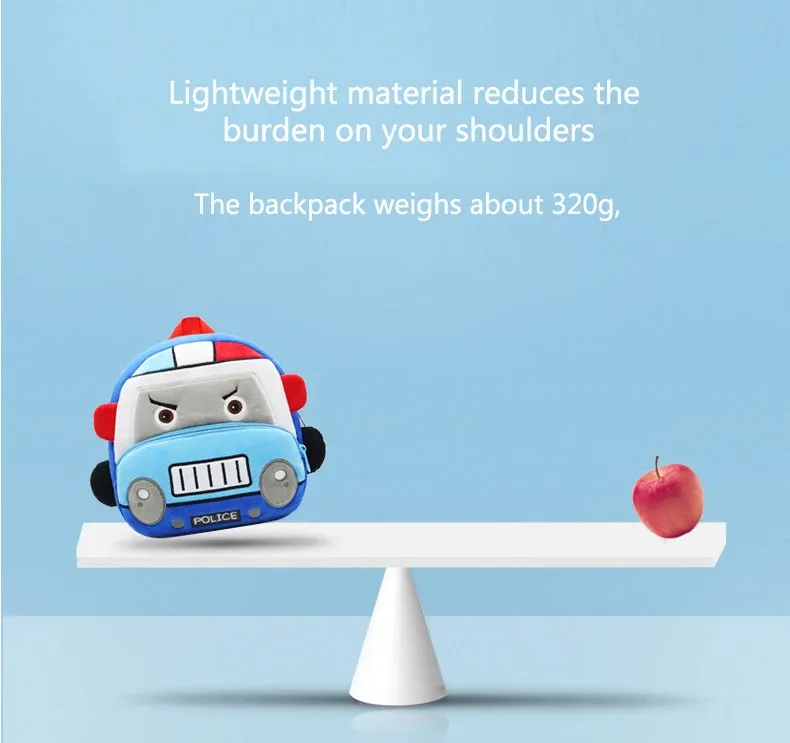 Stereo cartoon car backpack boy girl 2-4 years old kindergarten school bag kids backpack plush backpack