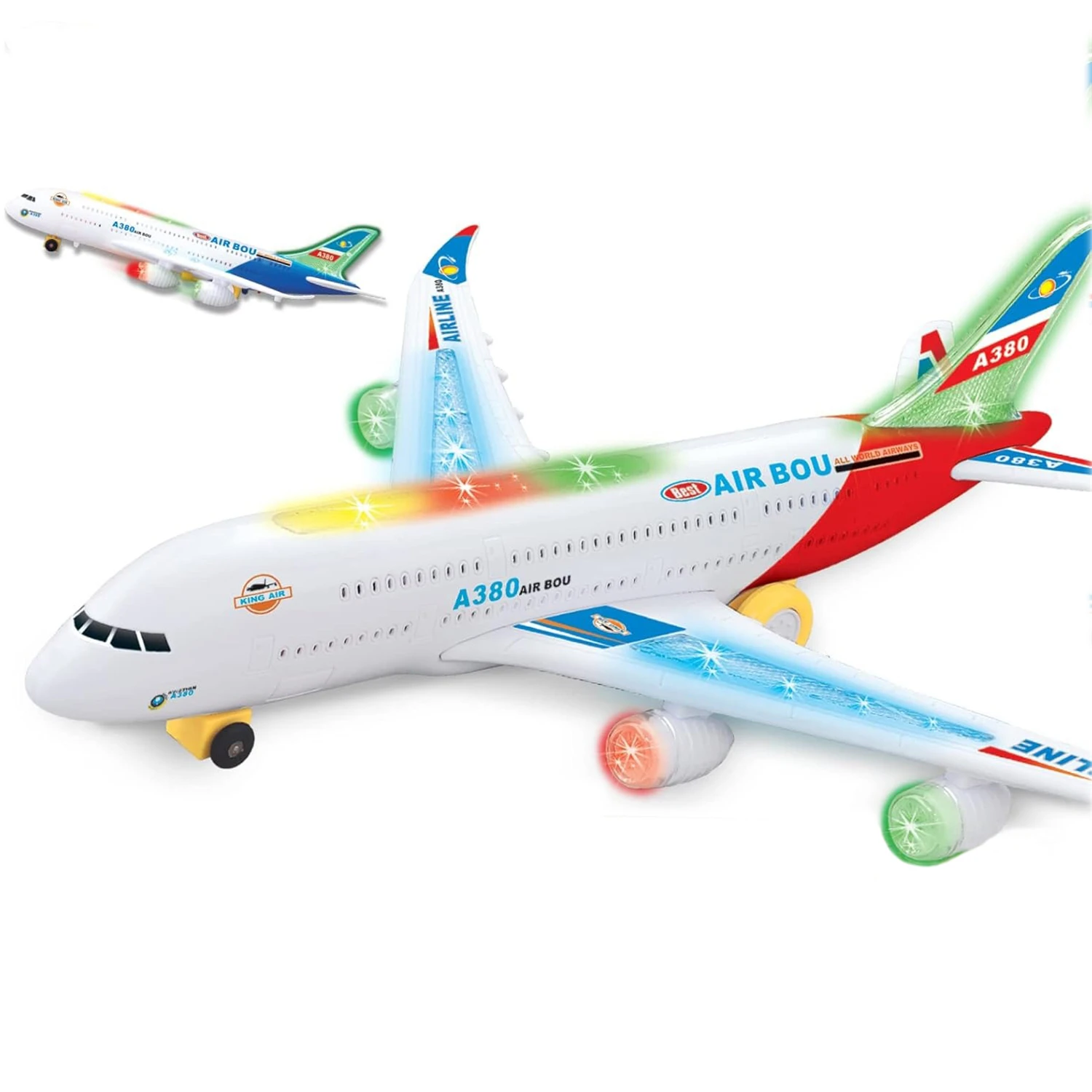 Electronic Airplane Toy with Automatic Rotation Go, Flashing Lights & Music Sounds - Aircraft Gift for Boys & Girls Age 3-12