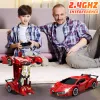 1:18 RC Car 2 In 1 Remote Control Transformation Car Robots 360 ° Rotation Drift with Led Light Electric Racing Toy for Boy Girl