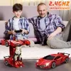 1:18 RC Car 2 In 1 Remote Control Transformation Car Robots 360 ° Rotation Drift with Led Light Electric Racing Toy for Boy Girl