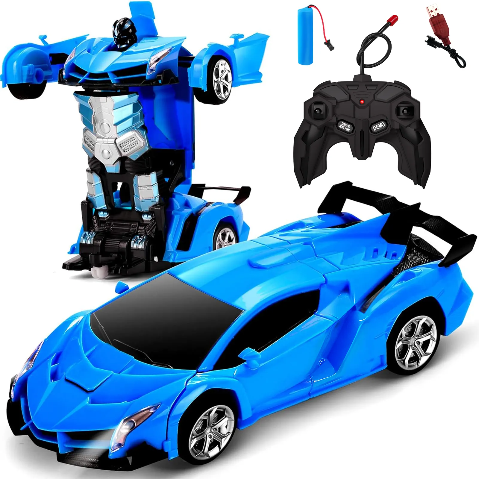 1:18 RC Car 2 In 1 Remote Control Transformation Car Robots 360 ° Rotation Drift with Led Light Electric Racing Toy for Boy Girl