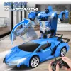 1:18 RC Car 2 In 1 Remote Control Transformation Car Robots 360 ° Rotation Drift with Led Light Electric Racing Toy for Boy Girl