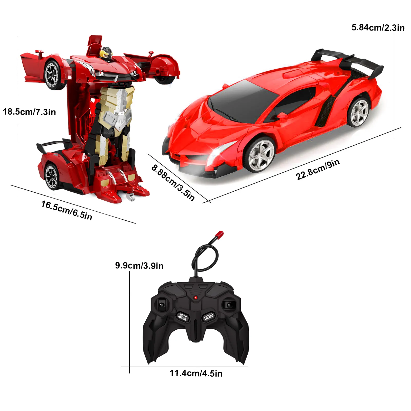 1:18 RC Car 2 In 1 Remote Control Transformation Car Robots 360 ° Rotation Drift with Led Light Electric Racing Toy for Boy Girl