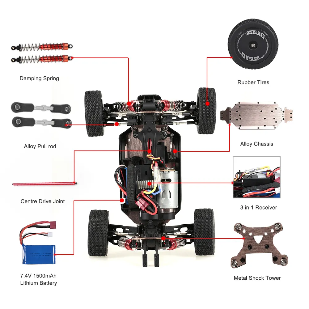 Wltoys XKS 144001 RC Car 75km/h Remote Control Car Off-Road Car High Speed 1/14 2.4GHz Racing Car 4WD RTR with Metal Chassis