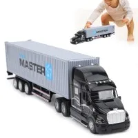 1:48 Alloy Car Model Simulation Container Car Model Children Kid Pull Back Car with Sound Light Transport Vehicle Model Toy