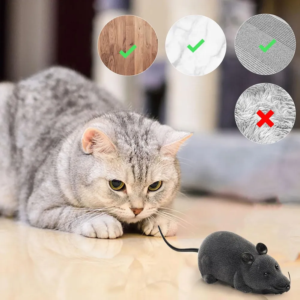 Remote-Controlled Rats Toy Battery Powered Robotic Mouse Cat Toy 4 Modes RC Mouse Cat Toy Pet Cats Supplies