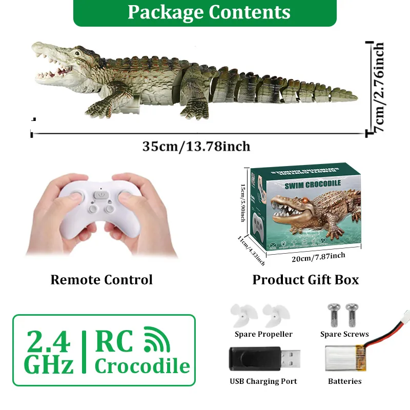Rc Animals Crocodile Model Simulation Waterproof Outdoor Lake Electric Remote Control Alligator Model Pool Lake Water Kids Toys