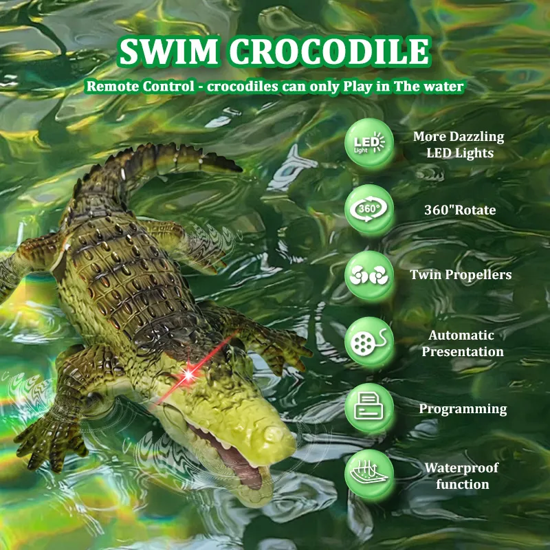 Rc Animals Crocodile Model Simulation Waterproof Outdoor Lake Electric Remote Control Alligator Model Pool Lake Water Kids Toys