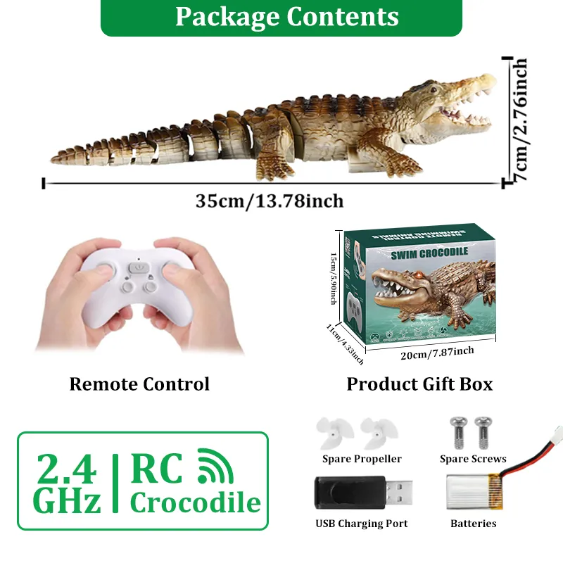 Rc Animals Crocodile Model Simulation Waterproof Outdoor Lake Electric Remote Control Alligator Model Pool Lake Water Kids Toys