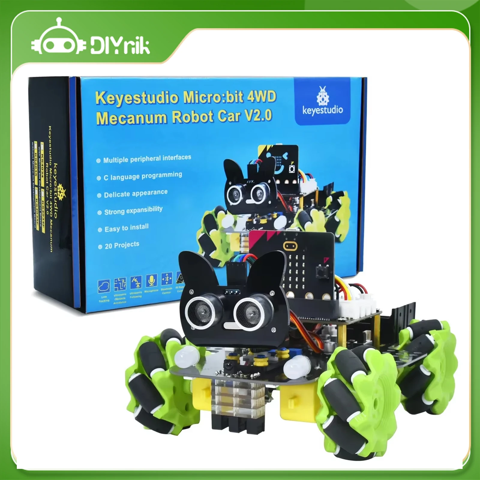 Keyestudio 4WD Microbit V2 Robot Cars Kit Mecanum Smart For Micro:bit Robot DIY STEM Python Programming Remote Control Toy Hobby