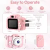 Kids Camera Toys Mini Camera Kids Digital Camera With Video Cartoon Soft Silicone Cover 32GB SD Card For Boy Girl Christmas Gift